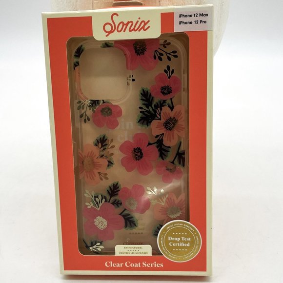 Sonix iPhone Case 12 Max 12 Pro Floral Pattern Clear Drop Tested Antimicrobial - Picture 1 of 6
